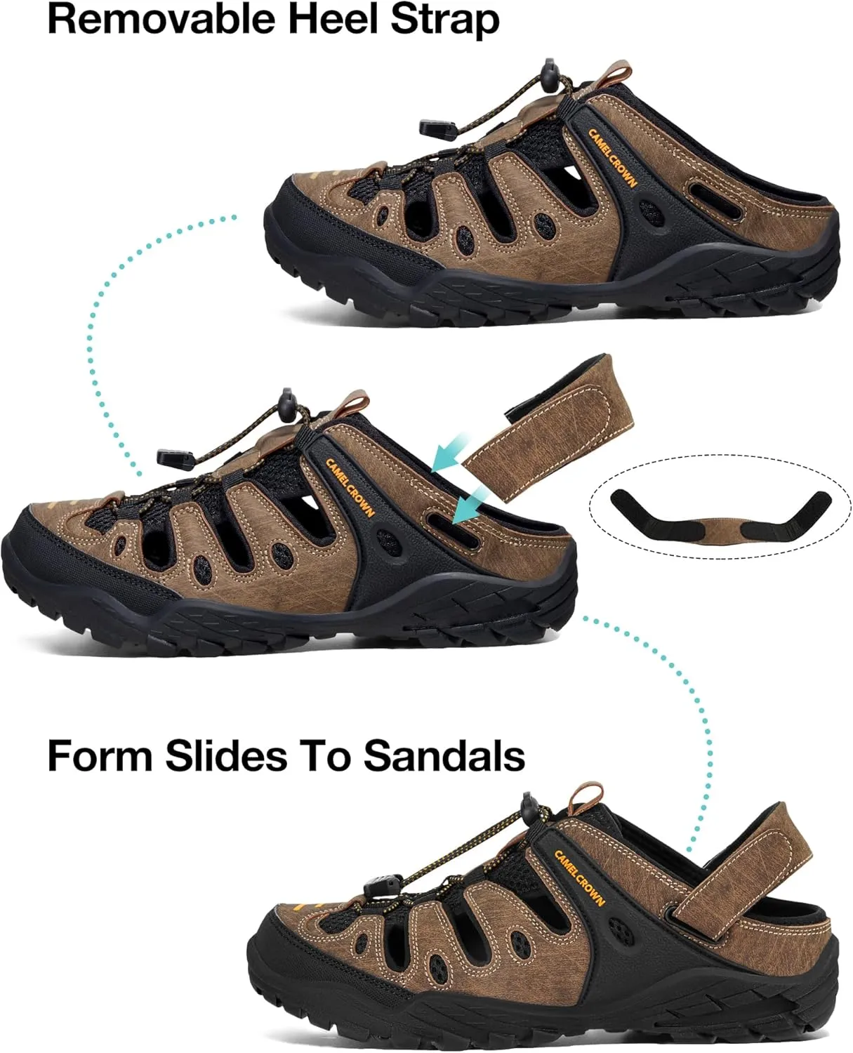 CAMELSPORTS Men's Hiking Sandals Outdoor Sport Closed Toe Walking Sandal Waterproof Non-Slip Summer Fisherman Beach Water Shoes