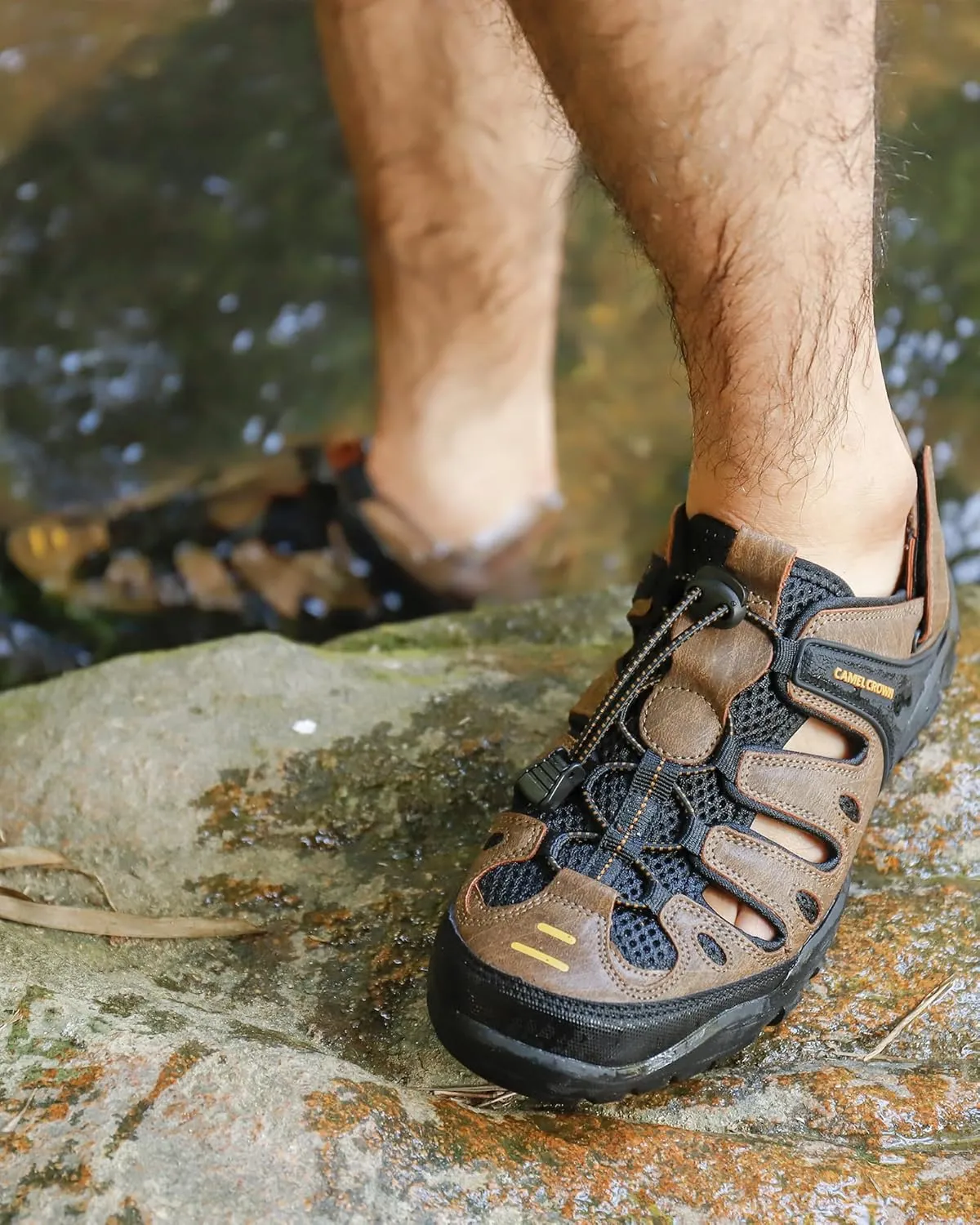 CAMELSPORTS Men's Hiking Sandals Outdoor Sport Closed Toe Walking Sandal Waterproof Non-Slip Summer Fisherman Beach Water Shoes