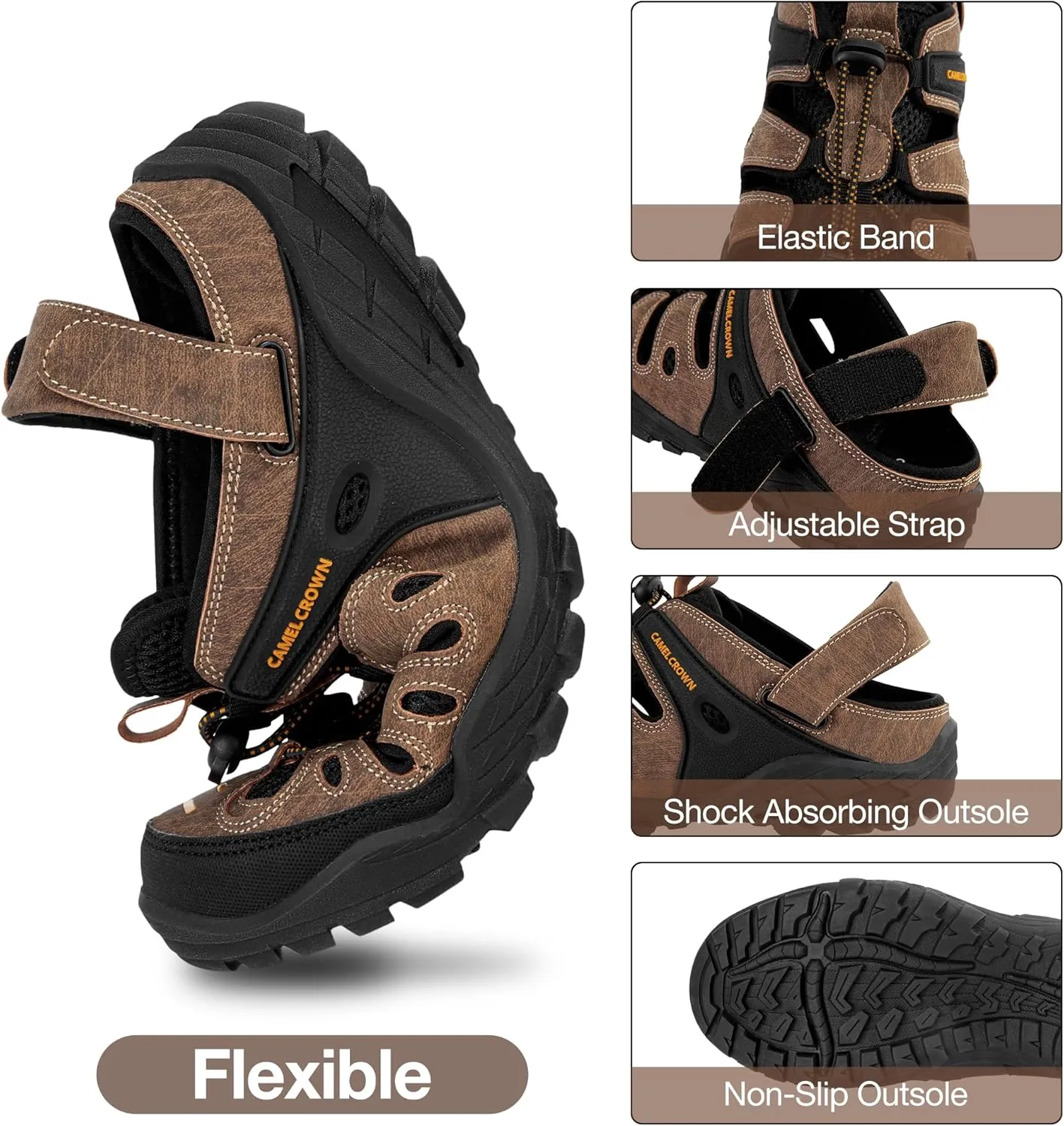 CAMELSPORTS Men's Hiking Sandals Outdoor Sport Closed Toe Walking Sandal Waterproof Non-Slip Summer Fisherman Beach Water Shoes