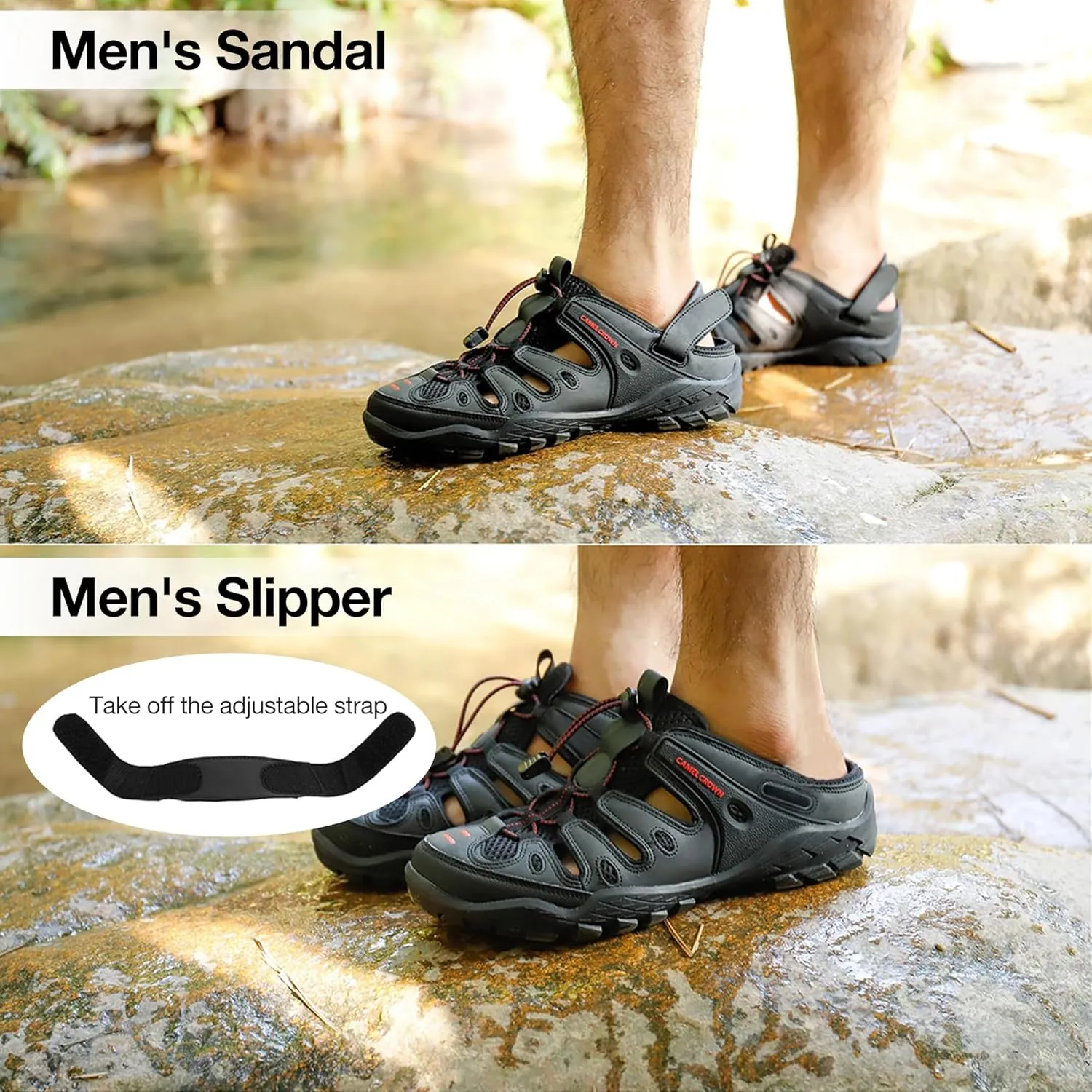 CAMELSPORTS Men's Hiking Sandals Outdoor Sport Closed Toe Walking Sandal Waterproof Non-Slip Summer Fisherman Beach Water Shoes