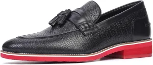Carlos Santana Slip-on Leather Garcia Tassel Loafers for Men | 100% Leather Fabric | Cushioned Footbed | with Embossed Print on The Calfskin Leather