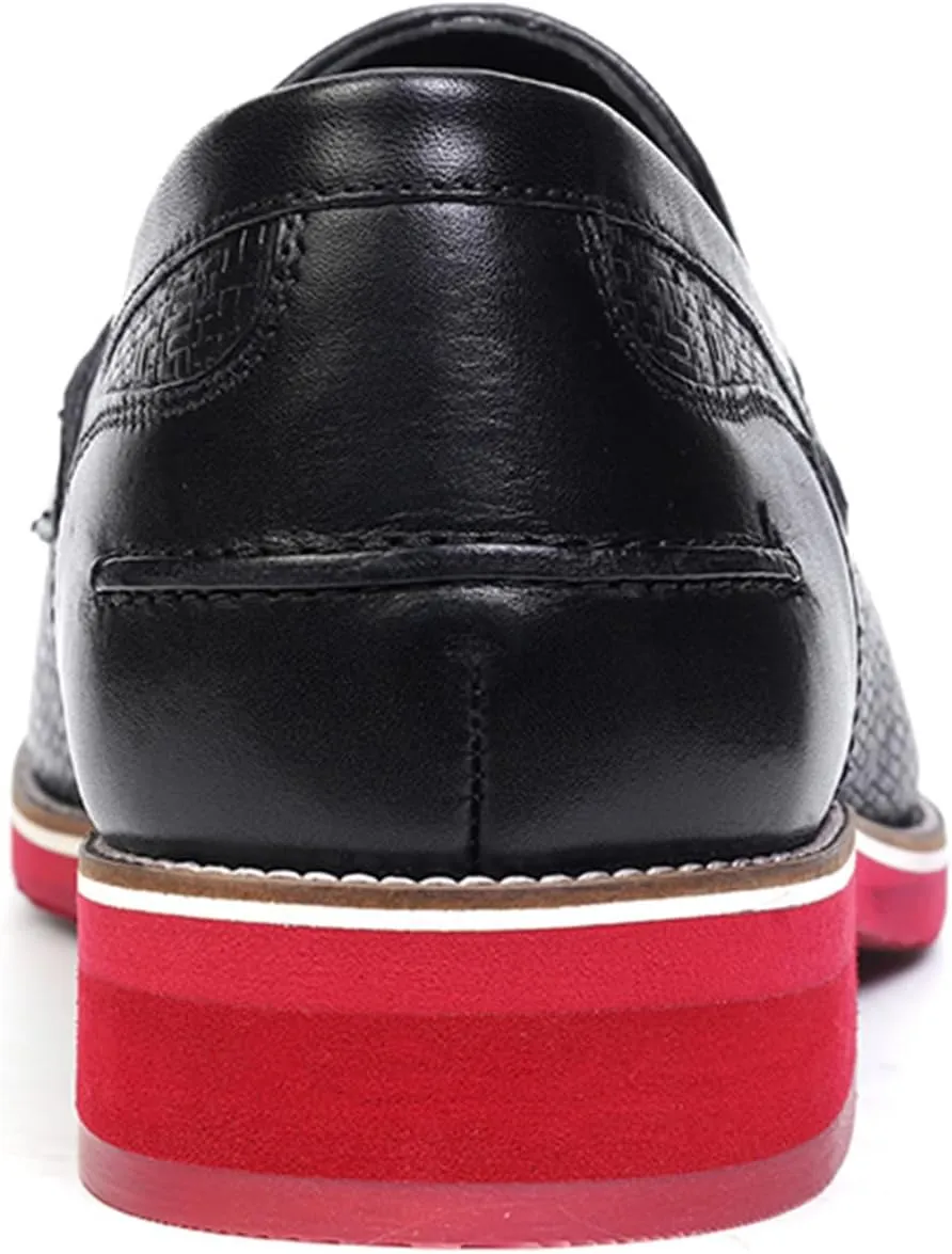 Carlos Santana Slip-on Leather Garcia Tassel Loafers for Men | 100% Leather Fabric | Cushioned Footbed | with Embossed Print on The Calfskin Leather