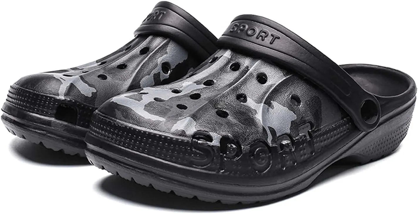 CERYTHRINA Boy's Camouflage Garden Clog Rubber Indoor Outdoor Mules Non Slip Sandals Big Kids Water Shoes