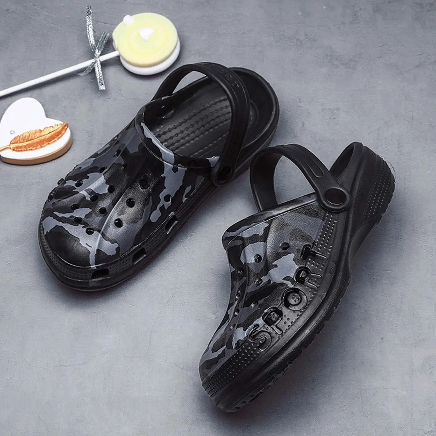 CERYTHRINA Boy's Camouflage Garden Clog Rubber Indoor Outdoor Mules Non Slip Sandals Big Kids Water Shoes