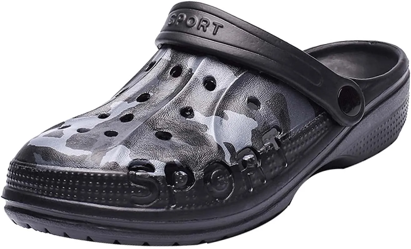 CERYTHRINA Boy's Camouflage Garden Clog Rubber Indoor Outdoor Mules Non Slip Sandals Big Kids Water Shoes