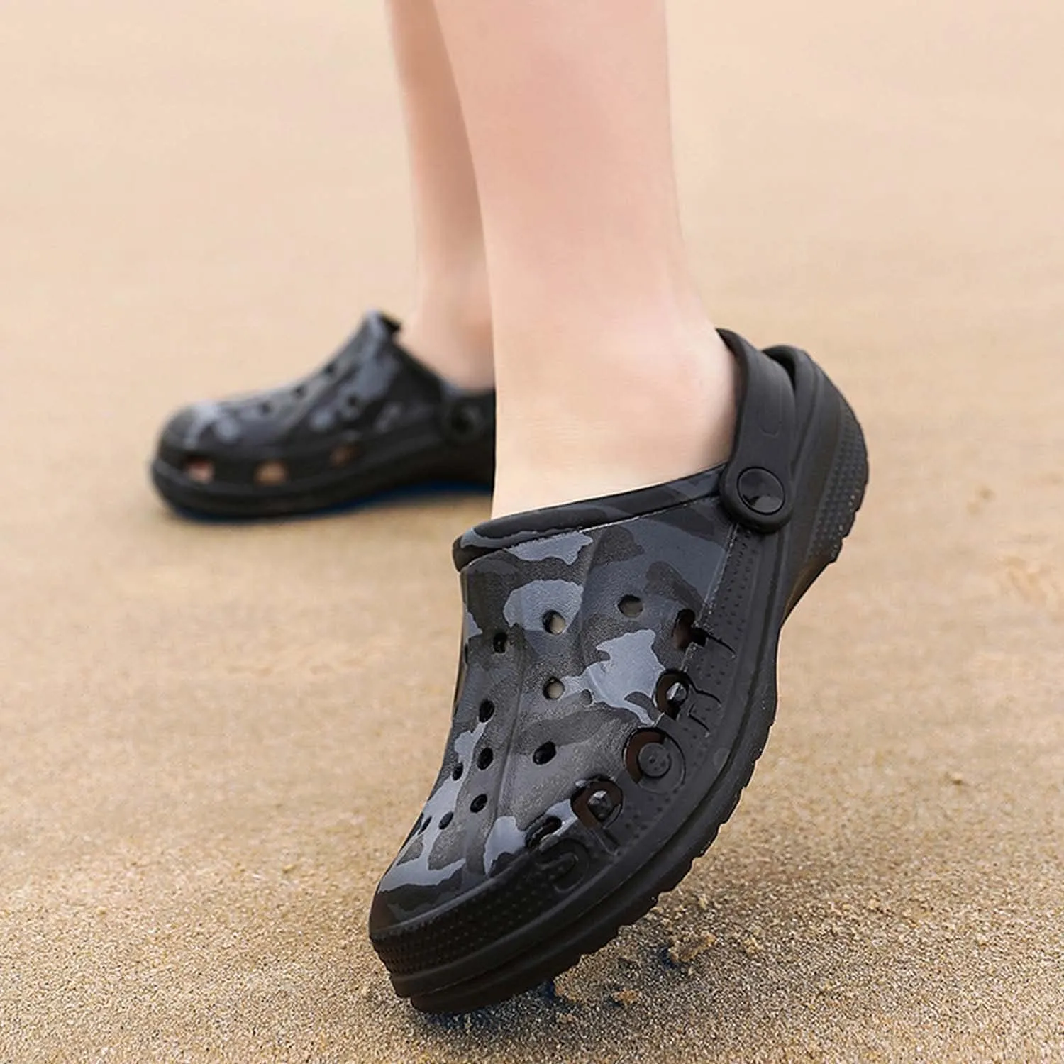 CERYTHRINA Boy's Camouflage Garden Clog Rubber Indoor Outdoor Mules Non Slip Sandals Big Kids Water Shoes