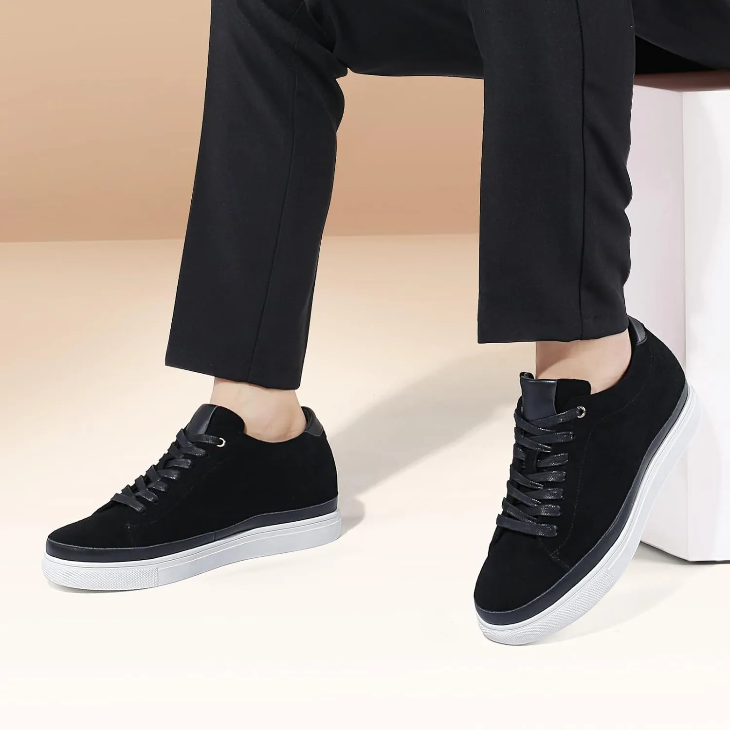 CHAMARIPA Men's Invisible Height Increasing Elevator Shoes Sneakers Lifting Shoes Taller Hidden Heel Trainers