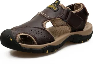 CHUUMEE Men's Sandals Leather Beach Sandals Summer Outdoor Sports Sandals