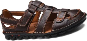 Closed Toe Sandals Leather Sports Outdoor Sandals Summer Waterproof Men's Beach Shoes Casual Trekking Walking Hiking Sandals