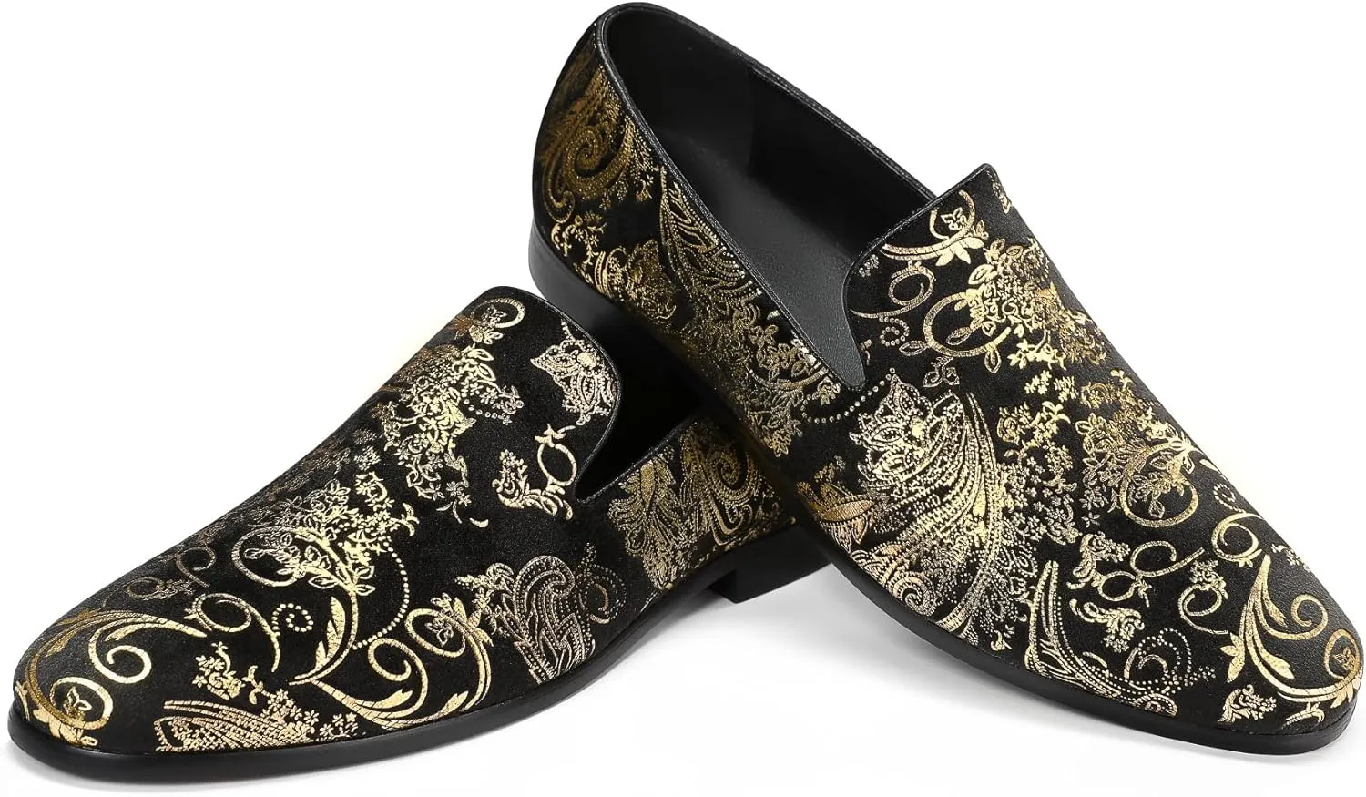 Cloudstyle Men's Vintage Dress Loafers Shoes Fashion Floral Satin Slip-On Prom Tuxedo Shoes