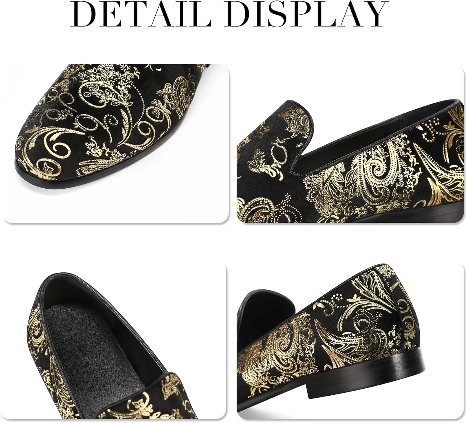 Cloudstyle Men's Vintage Dress Loafers Shoes Fashion Floral Satin Slip-On Prom Tuxedo Shoes