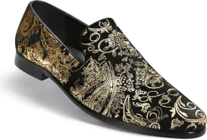 Cloudstyle Men's Vintage Dress Loafers Shoes Fashion Floral Satin Slip-On Prom Tuxedo Shoes