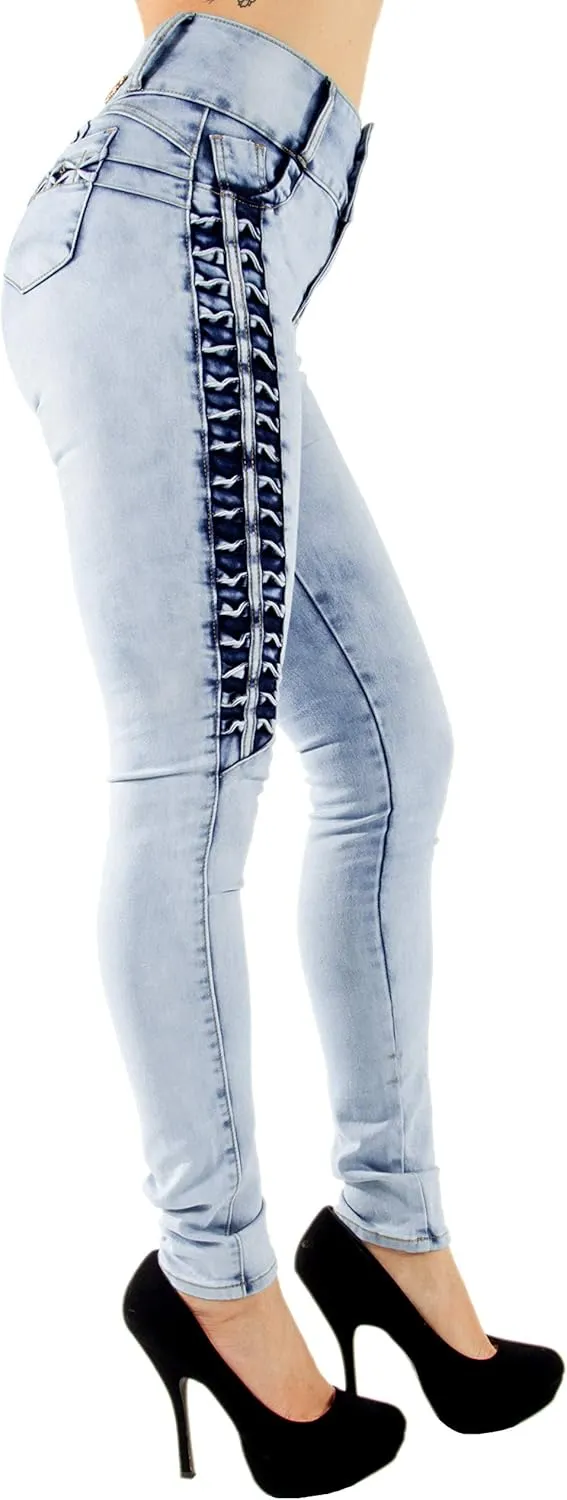 Colombian Design Butt Lift Push Up Mid/High Waist Skinny Denim Jeans (ML2)