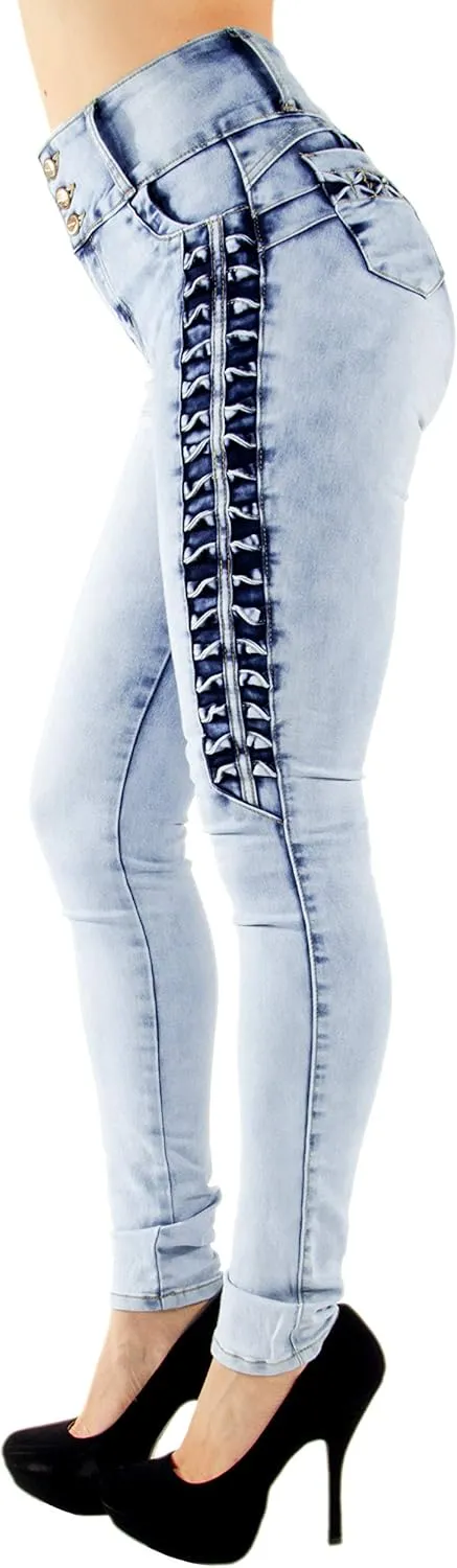 Colombian Design Butt Lift Push Up Mid/High Waist Skinny Denim Jeans (ML2)