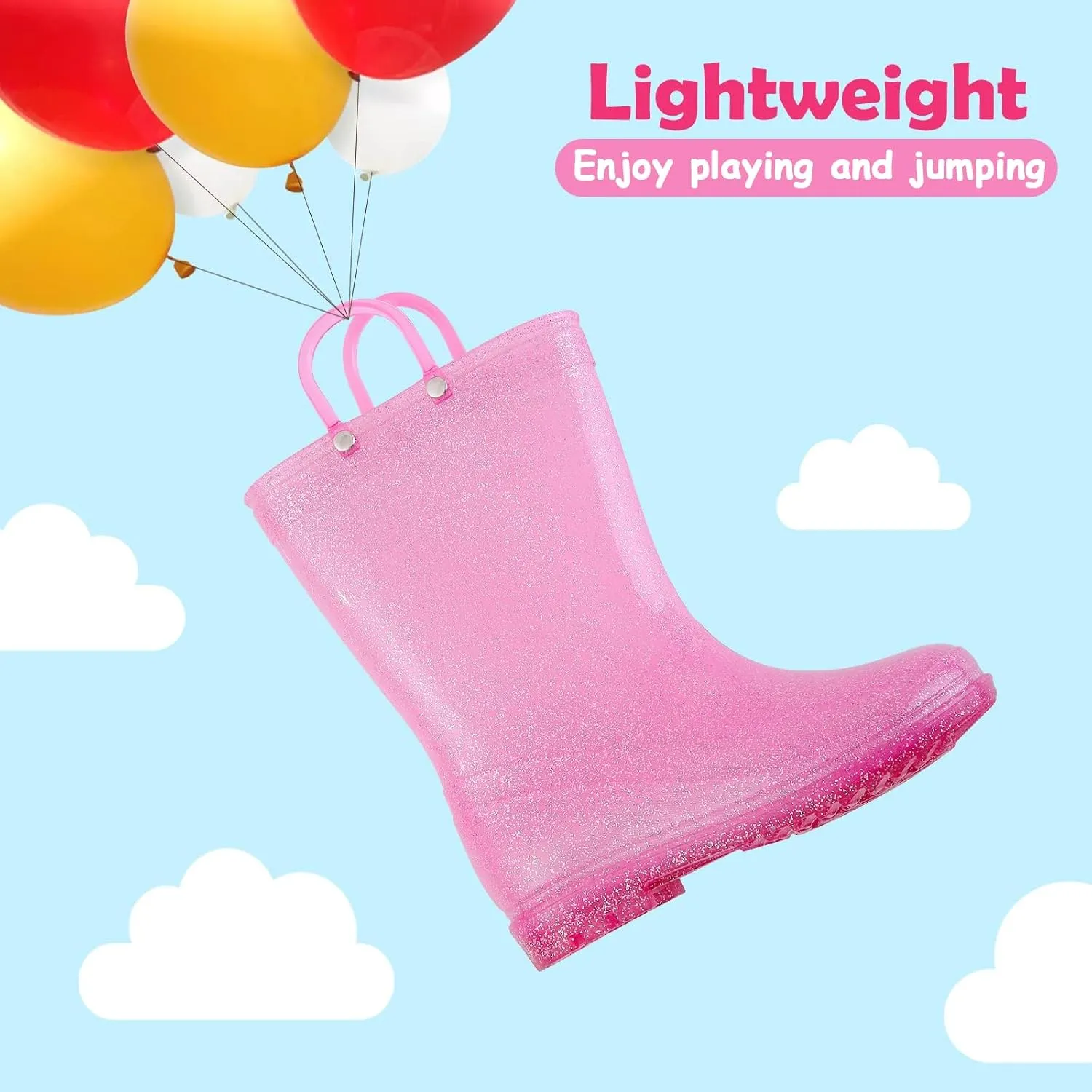 Colorxy Kids Rain Boots for Boys Girls Waterproof Toddler Rain Boots with Easy-On Handles