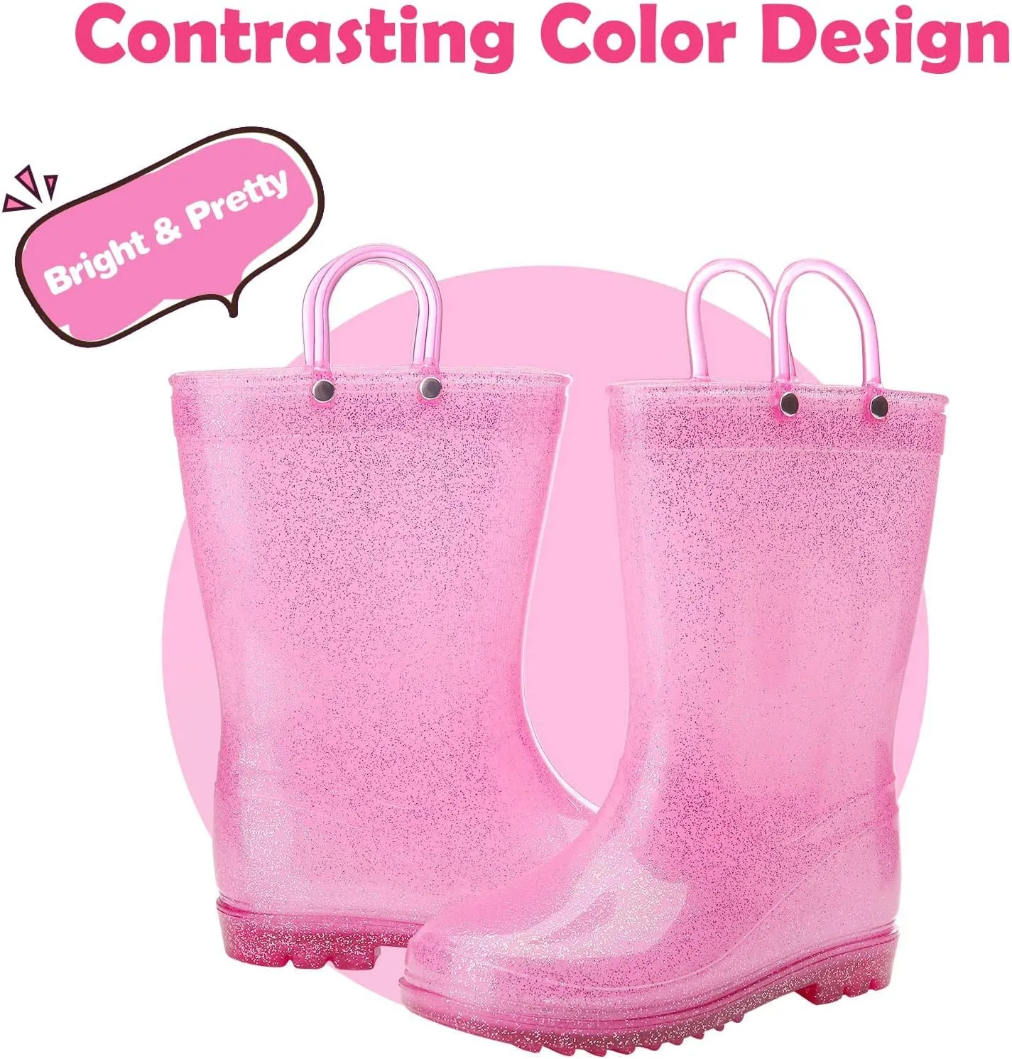 Colorxy Kids Rain Boots for Boys Girls Waterproof Toddler Rain Boots with Easy-On Handles