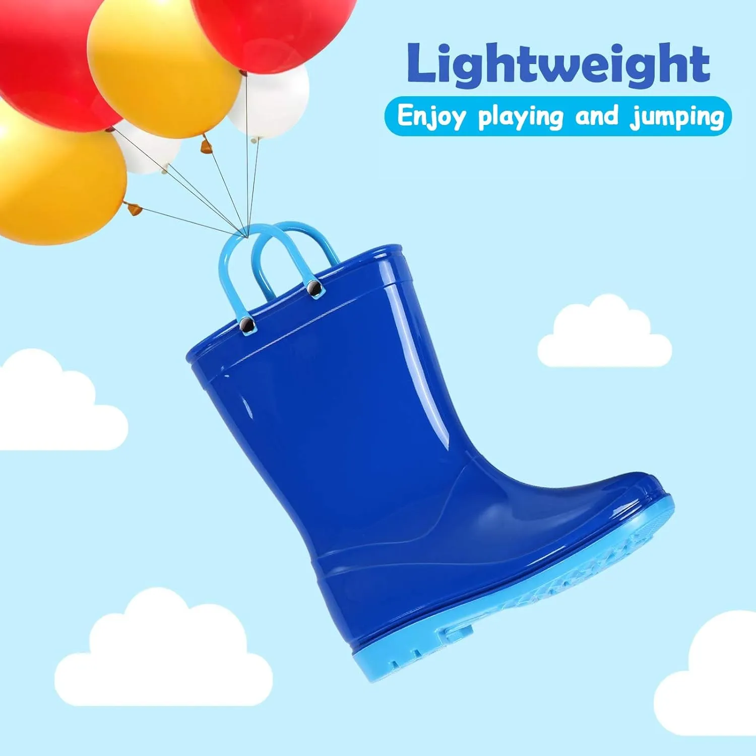 Colorxy Kids Rain Boots for Boys Girls Waterproof Toddler Rain Boots with Easy-On Handles