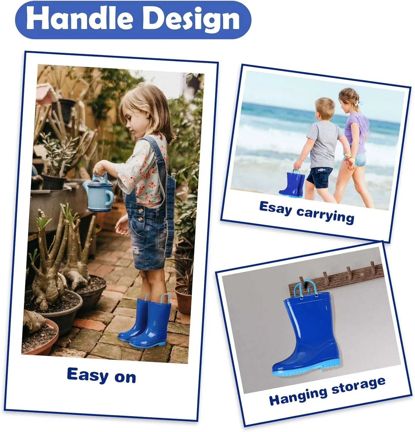 Colorxy Kids Rain Boots for Boys Girls Waterproof Toddler Rain Boots with Easy-On Handles