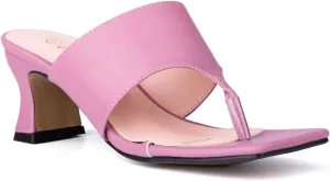 ComeShun Women Block Heel Mules Ankle Strap Flip Flops Square Toe Slip On Thong Sandals