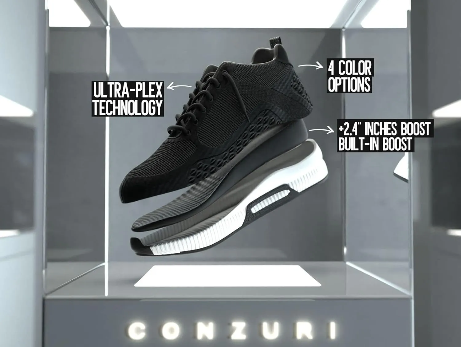 Conzuri Official V2 Cloud Runners Shoes for Men-Height Increasing Shoes Elevate Your Height by 2.4 Inches, Lightweight, Non-Slip Casual and Fashion Sneakers