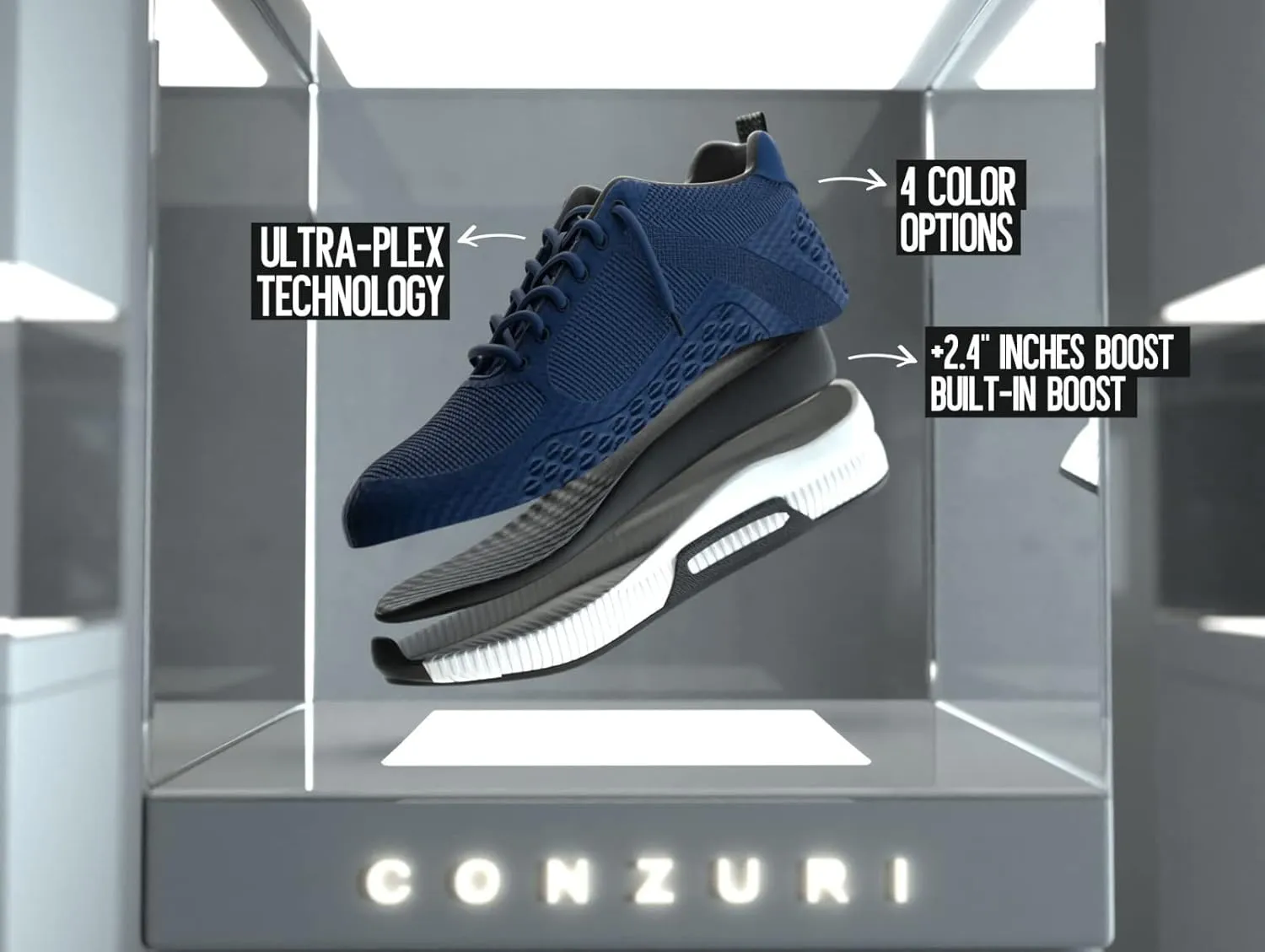 Conzuri Official V2 Cloud Runners Shoes for Men-Height Increasing Shoes Elevate Your Height by 2.4 Inches, Lightweight, Non-Slip Casual and Fashion Sneakers
