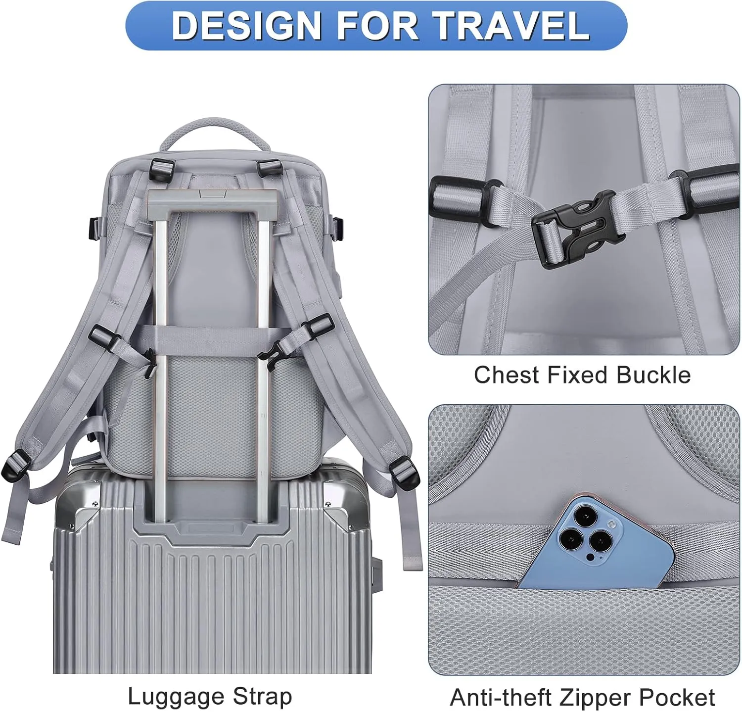 coofay Large Personal Item Travel Backpack For Women Men Airline Approved Carry On Flight Waterproof Sports Luggage Casual Daypack Small Hiking