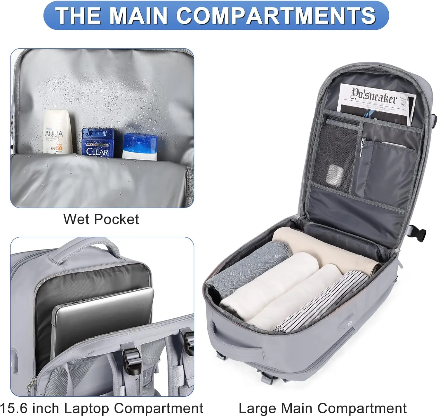 coofay Large Personal Item Travel Backpack For Women Men Airline Approved Carry On Flight Waterproof Sports Luggage Casual Daypack Small Hiking