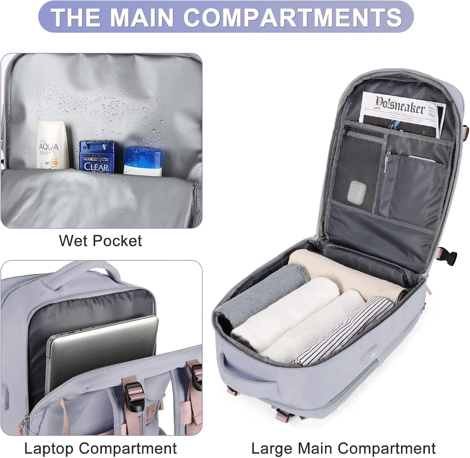 coofay Travel Backpack For Women Airline Approved Carry On Backpack Flight Approved Waterproof Sports Luggage Backpack Casual Daypack Small Hiking Backpack