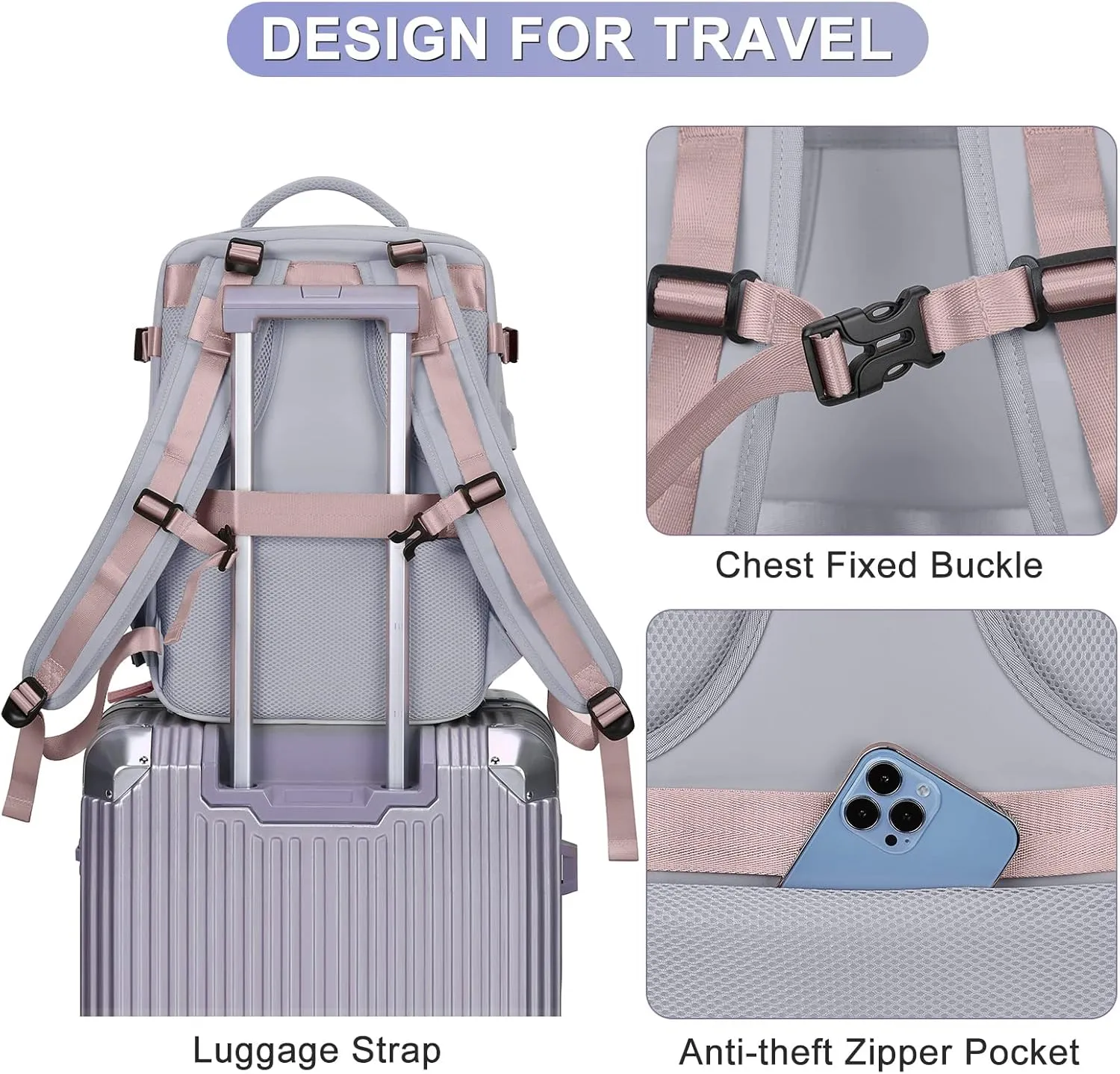 coofay Travel Backpack For Women Airline Approved Carry On Backpack Flight Approved Waterproof Sports Luggage Backpack Casual Daypack Small Hiking Backpack