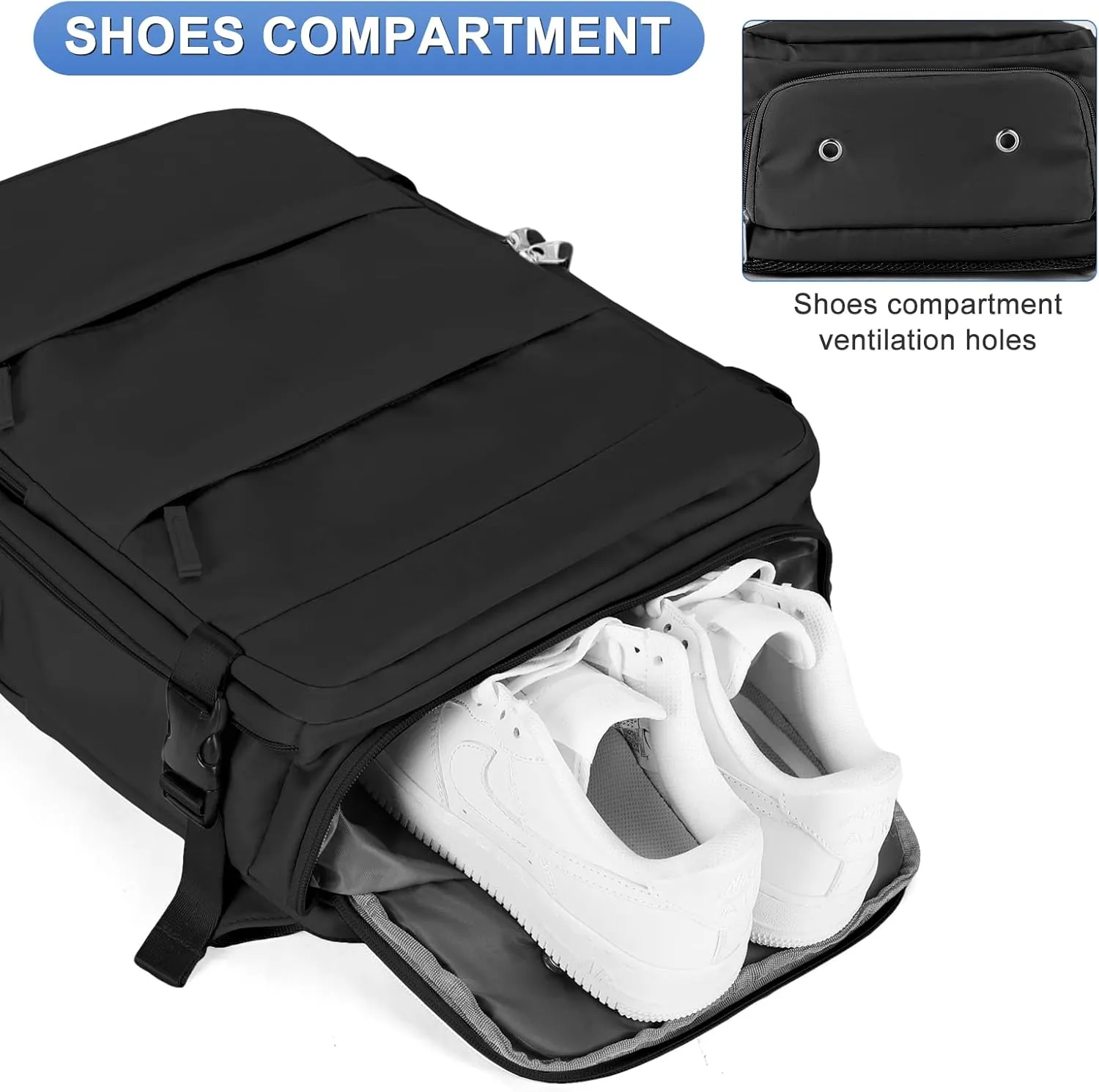 coofay Travel Backpack For Women Men Airline Approved Carry On Backpack Flight Approved Waterproof Sports Luggage Backpack Casual Daypack Small Hiking Backpack Black Backpack