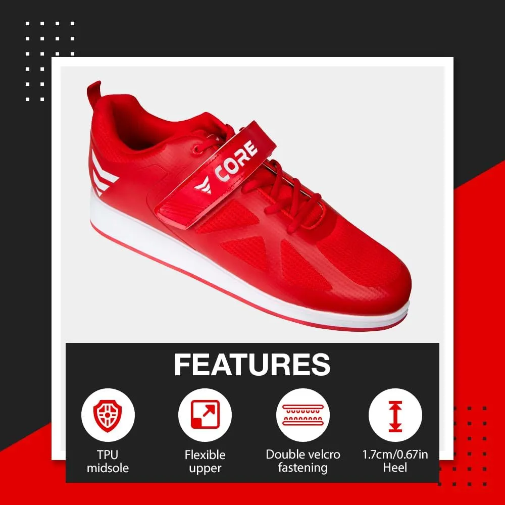 Core Weightlifting Shoes - Squat Shoes for Men and Women – Weight Lifting Shoes for Powerlifting, Deadlifting & Crossfit - Strap and Lace-Up Gym Shoes – Non-Slip Olympic Lifting Shoes with 0.67" Heels