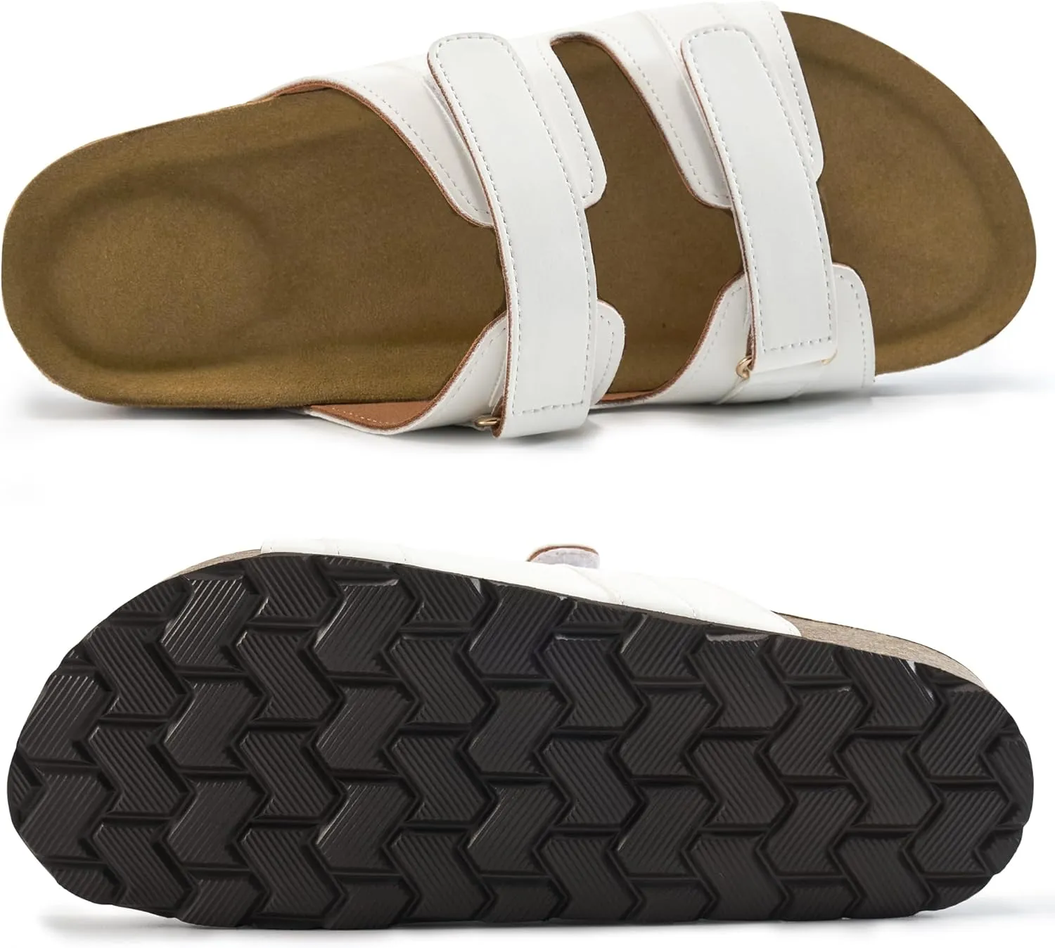 Cork Footbed Sandals for Women: Comfortable Arch Support Slides for Beach Walking Summer Vacation
