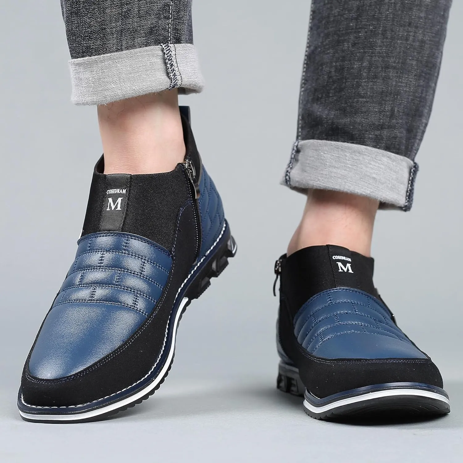 COSIDRAM Men Casual Shoes High-top Loafers Comfort Walking Sneakers Boots for Male