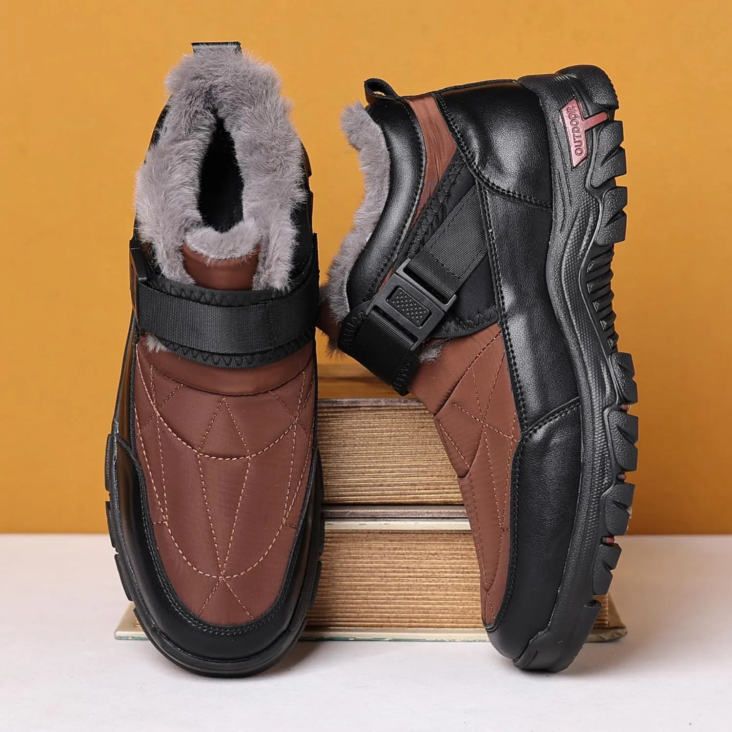 COSIDRAM Mens Snow Boots Outdoor Winter Warm Hiking Ankle Boots Anti Slip Insulated Work Shoes