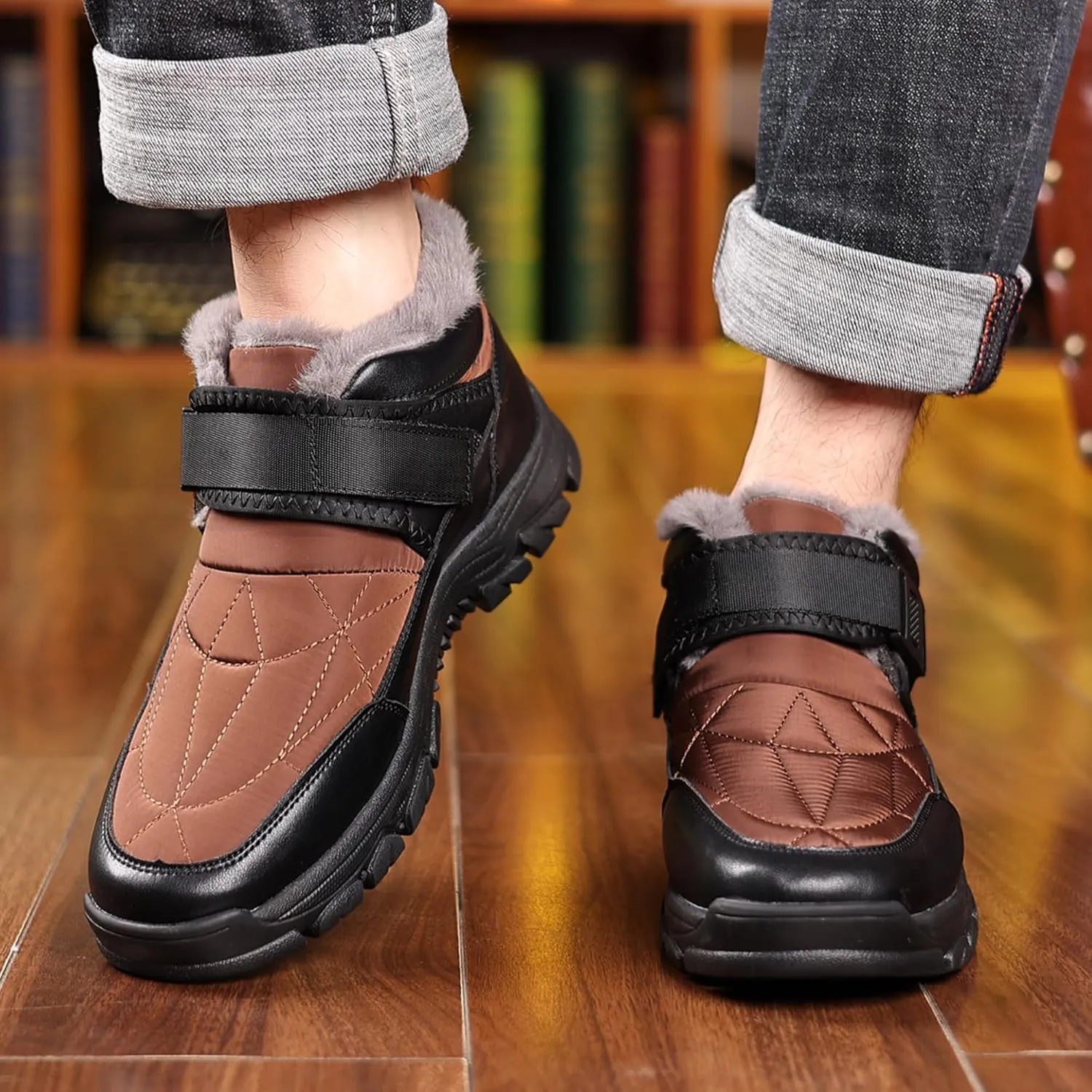 COSIDRAM Mens Snow Boots Outdoor Winter Warm Hiking Ankle Boots Anti Slip Insulated Work Shoes