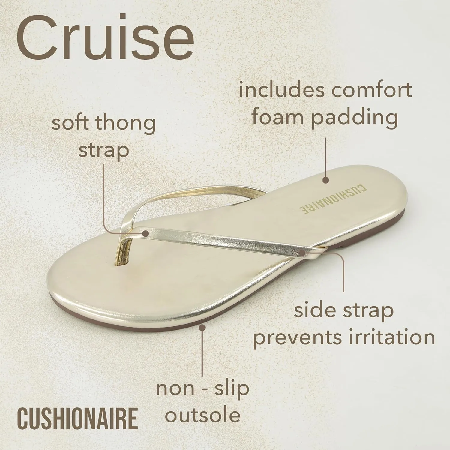 CUSHIONAIRE Cruise Women’s Minimalist Flip Flops – Ultra-Lightweight Summer Sandals with Non-Slip Sole