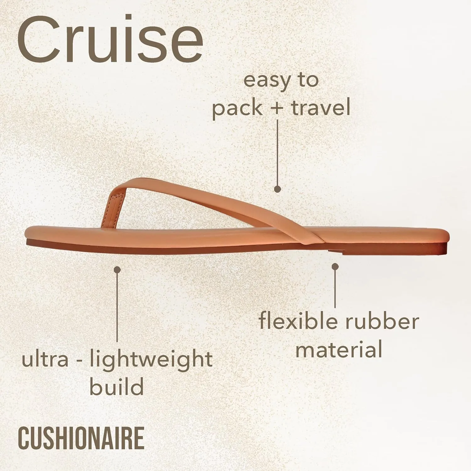 CUSHIONAIRE Cruise Women’s Minimalist Flip Flops – Ultra-Lightweight Summer Sandals with Non-Slip Sole