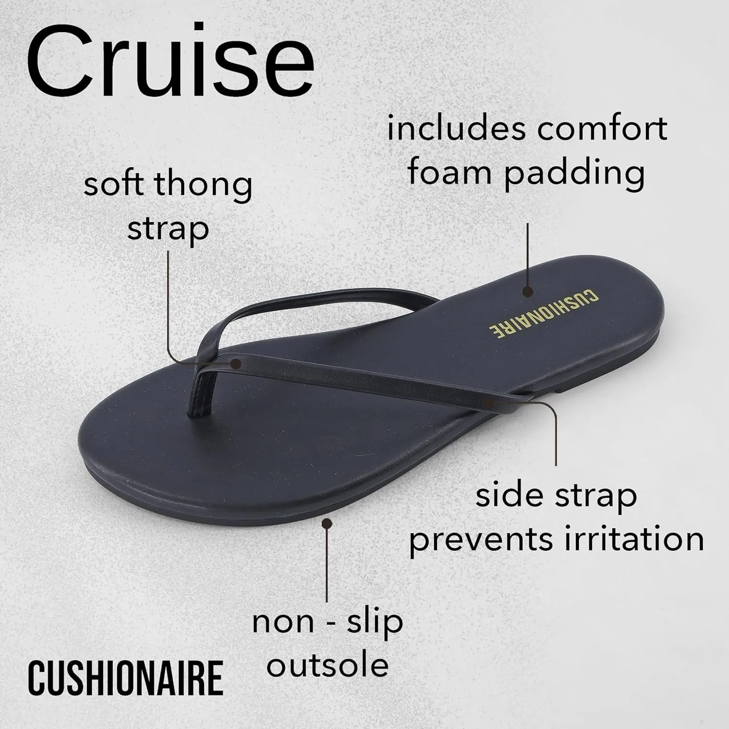 CUSHIONAIRE Cruise Women’s Minimalist Flip Flops – Ultra-Lightweight Summer Sandals with Non-Slip Sole