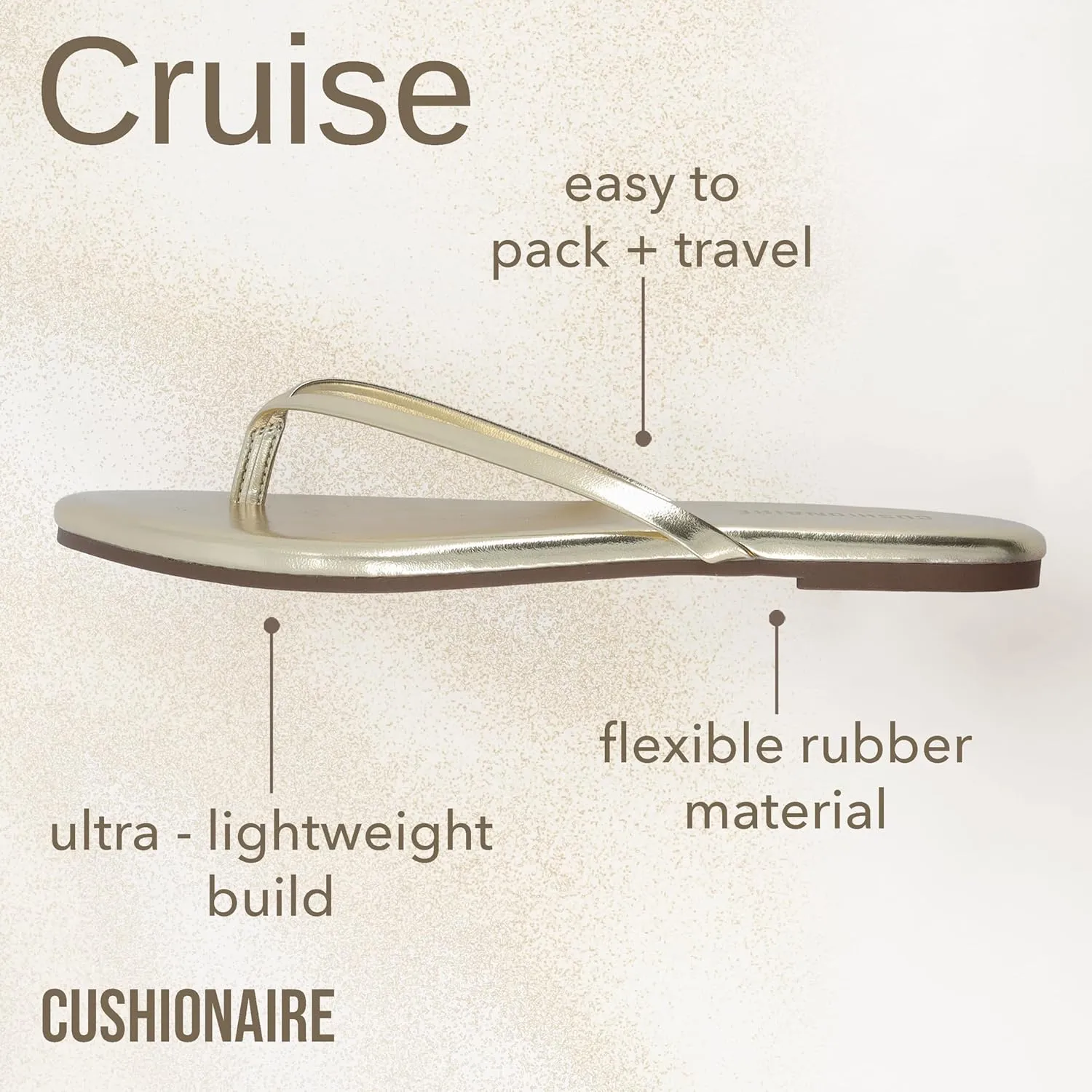 CUSHIONAIRE Cruise Women’s Minimalist Flip Flops – Ultra-Lightweight Summer Sandals with Non-Slip Sole