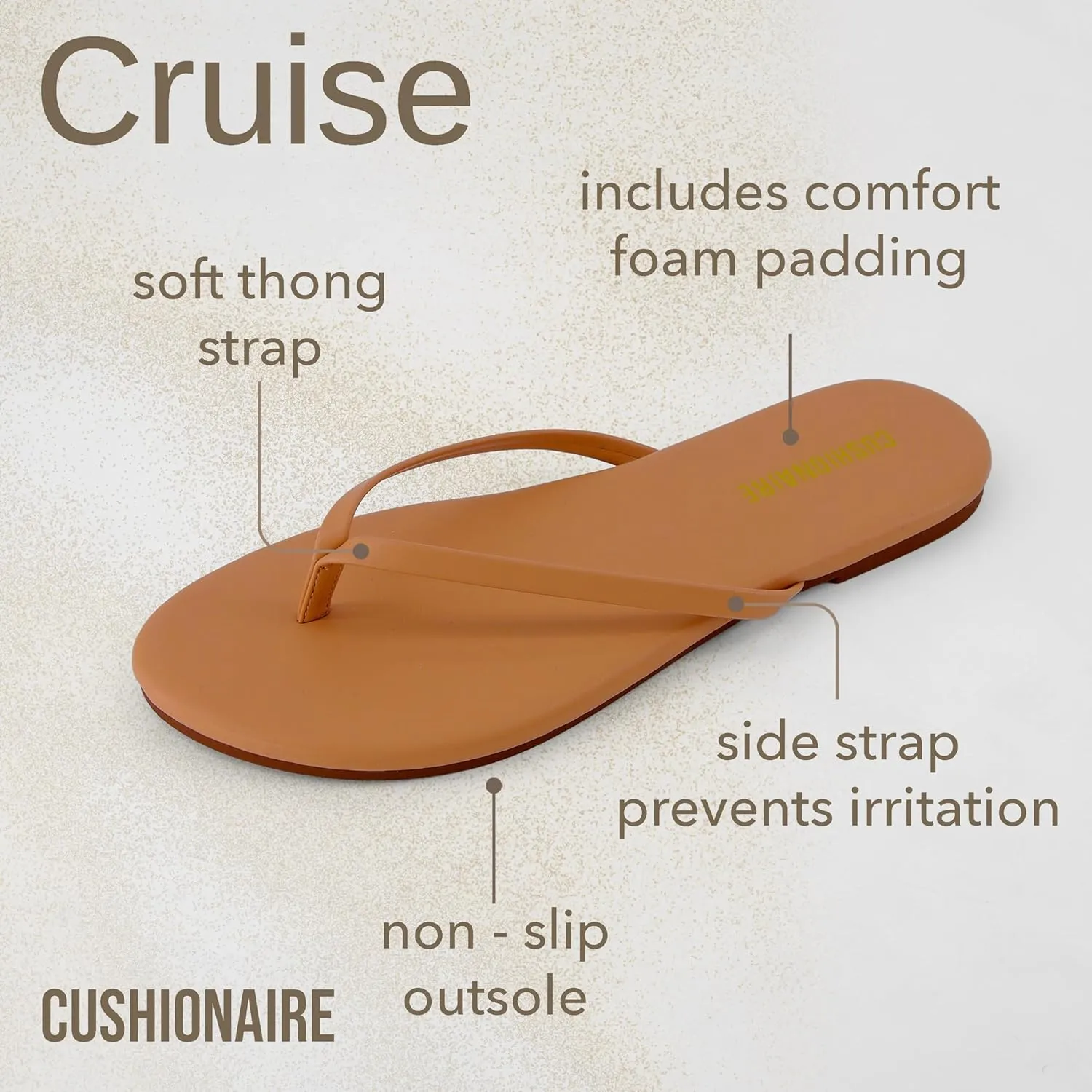 CUSHIONAIRE Cruise Women’s Minimalist Flip Flops – Ultra-Lightweight Summer Sandals with Non-Slip Sole