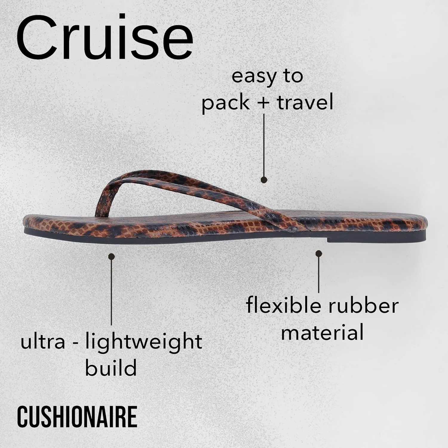 CUSHIONAIRE Cruise Women’s Minimalist Flip Flops – Ultra-Lightweight Summer Sandals with Non-Slip Sole