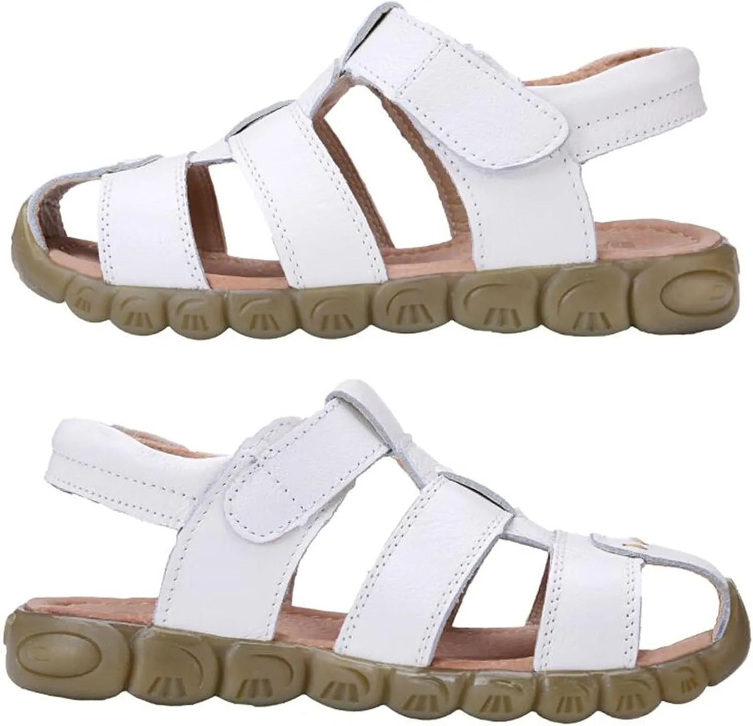 DADAWEN Boy's Girl's Leather Closed Toe Outdoor Sport Sandals (Toddler/Little Kid/Big Kid)