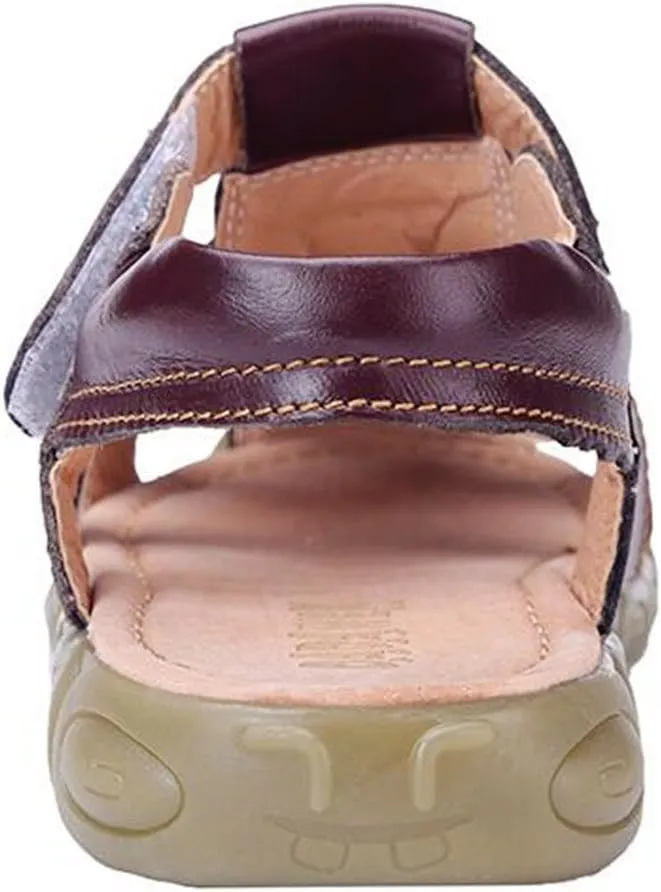 DADAWEN Boy's Girl's Leather Closed Toe Outdoor Sport Sandals (Toddler/Little Kid/Big Kid)