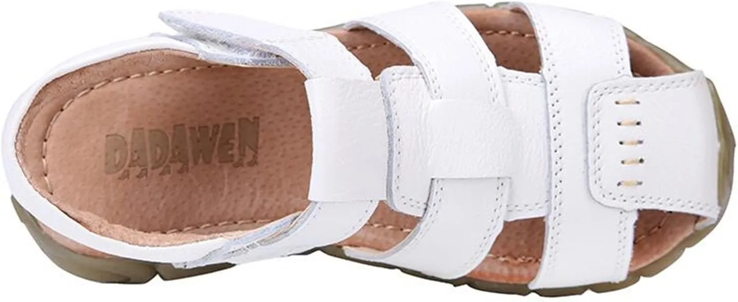 DADAWEN Boy's Girl's Leather Closed Toe Outdoor Sport Sandals (Toddler/Little Kid/Big Kid)