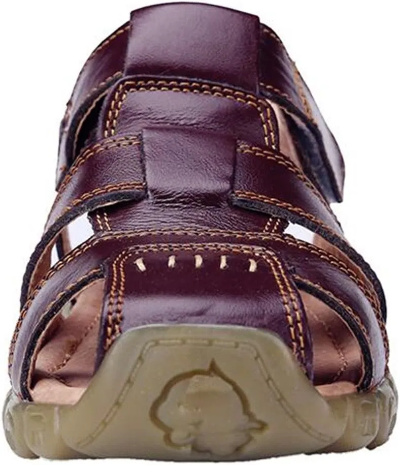DADAWEN Boy's Girl's Leather Closed Toe Outdoor Sport Sandals (Toddler/Little Kid/Big Kid)