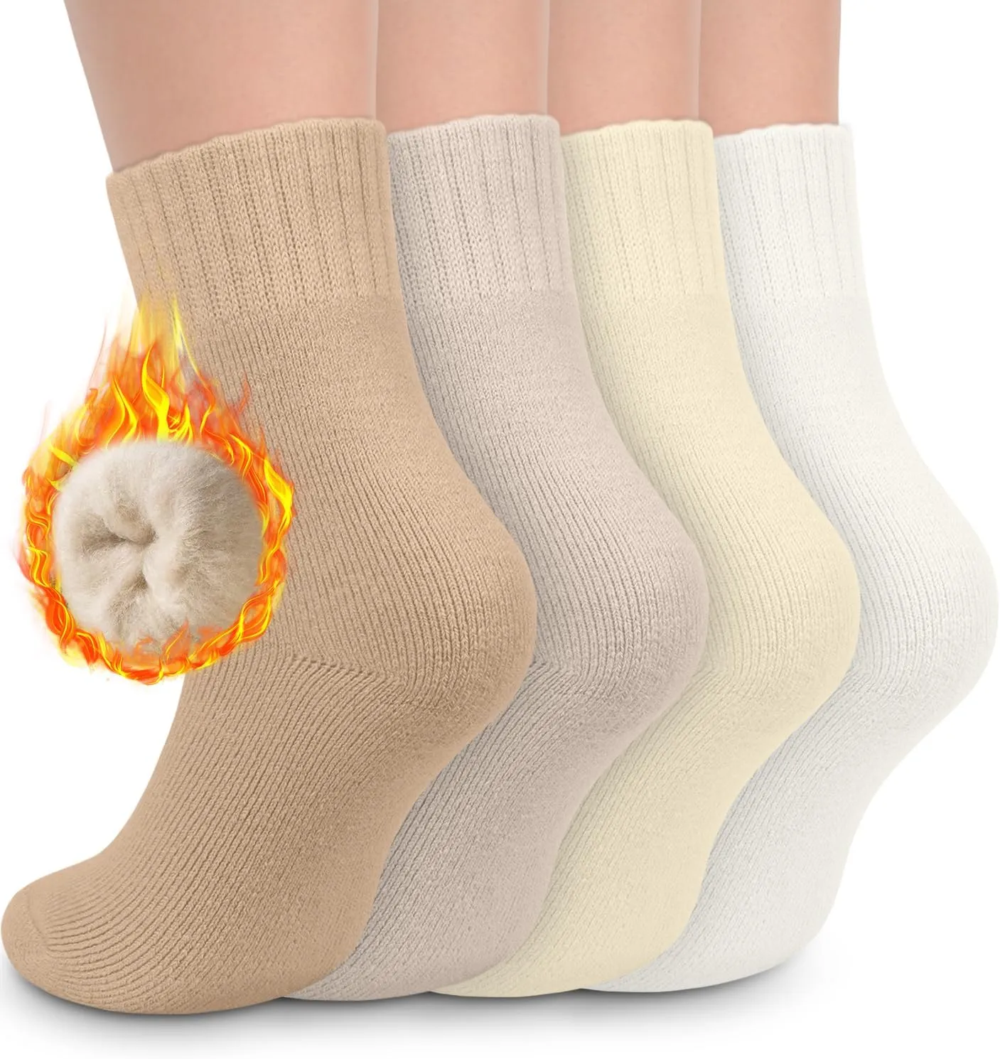 DHSO 4 Pairs Women's Thermal Socks - Thick, Warm, Cozy Crew Socks for Winter Hiking, Running, Gifts