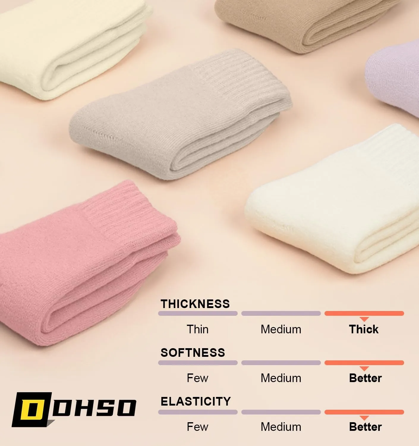 DHSO 4 Pairs Women's Thermal Socks - Thick, Warm, Cozy Crew Socks for Winter Hiking, Running, Gifts