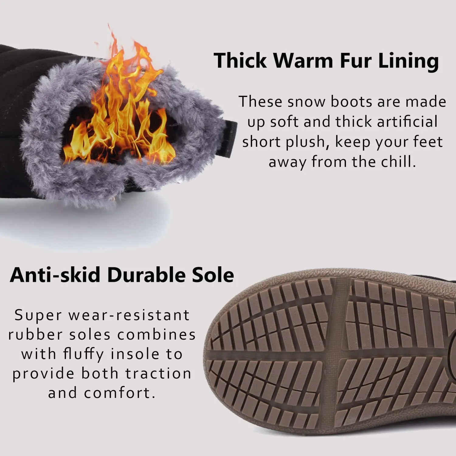 DimaiGlobal Men's Snow Boots Winter Boots Warm Ankle Boots Slip On Fur Lined Booties Water Resistant Outdoor Walking Shoes 6-13US