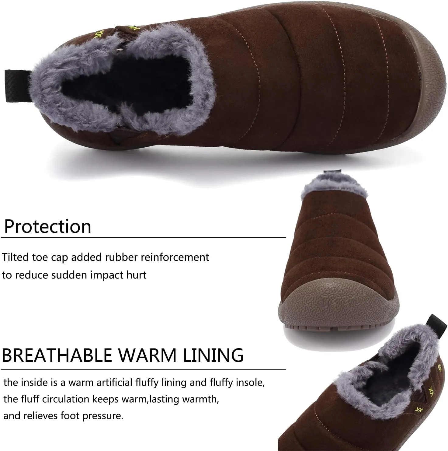 DimaiGlobal Men's Snow Boots Winter Boots Warm Ankle Boots Slip On Fur Lined Booties Water Resistant Outdoor Walking Shoes 6-13US