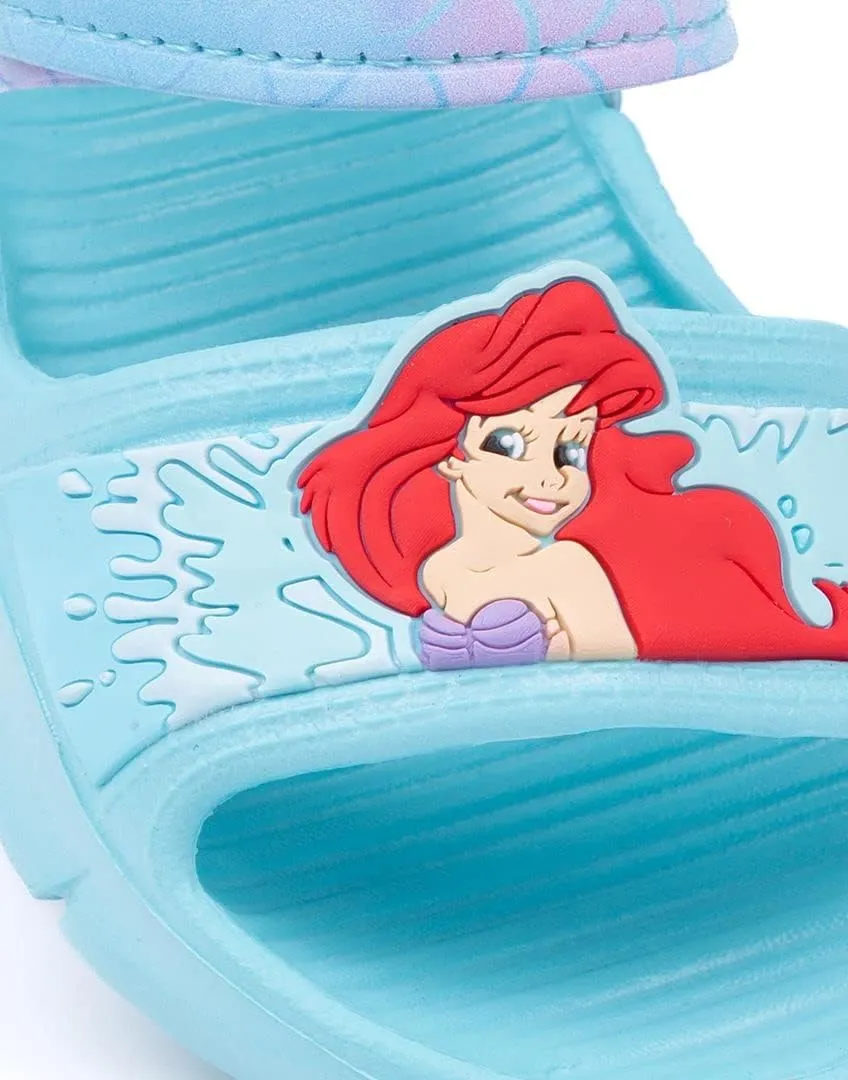 Disney The Little Mermaid Kids Sandals | Girls Ariel Sliders with Supportive Strap for Toddlers | Blue Slip-on Footwear